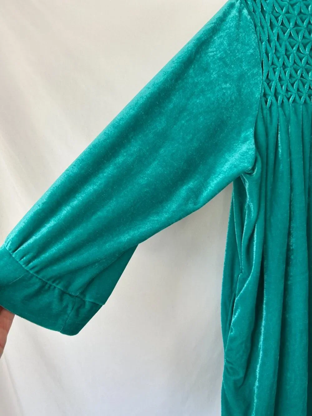 Only Necessities Green Velour Full Length House Coat House Dress Robe 1X 22/24